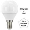 Bot Lighting S.r.l. Lampadina Sfera Piccola a led 2,7w Luce Naturale 4000k 250 Lumen e14 bot