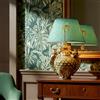 Ceramiche Sofia Stand Lume a Gufo con Portacandele in Ceramica di Caltagirone h 35 cm — Coda Pavone, Verde e Arancio - 35 cm / Linea Verde e Arancio