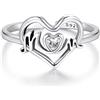 Kerraom Anello per la Festa della Mamma in Argento 925 - Cuore Regolabile Donna con Zirconi Anello, Gioiello Ipoallergenico e Stackable - Regalo Perfetto per Mamma