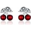 Kerraom Red Cherry Orecchini S925 Argento Piccolo Cute Ladies Cherry Orecchini Ragazze Anti-Allergia Temperamento Regalo di Compleanno