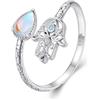 Kerraom Anello Donna Argento 925 Regolabile - Mano di Hamsa Portafortuna con Pietra di Luna, Design Fatima e Fiore di Loto - Regalo Perfetto per Figlia Regalo Per La Festa Della Mamma