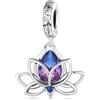 Kerraom Collana Pendente Donna Argento 925 Puro - Charms Fregio Ciliegia, Mela Rossa, Peperoncino, Lotus, Fiori Viola e Nodo Celtico Braccialetti- Regali per Ragazze