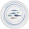 Excelsa North Sea Set 6 Piatti Pizza in Porcellana, Decorazione Pesci Blu, 30,5 cm