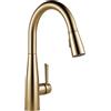 Delta Rubinetto Essa Pull Down Rubinetto Della Cucina Oro con Spruzzatore Pull Down, Rubinetto per Lavello da Cucina con Testa di Spruzzo Magnetica, Bronzo Champagne 9113-CZ-DST