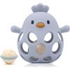farout! farout Montessori massaggiagengive e sonaglio per neonati - Giocattoli sensoriali a partire da 0 mesi, aiuto dentale e palla - regalo per ragazzi e ragazze (grigio blue)