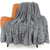TOONOW Fuzzy Blanket - Coperta comoda in finta pelliccia, extra morbida, su entrambi i lati, soffice, calda coperta per divano e letto, 130 x 170 cm (grigio chiaro)