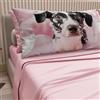 PETTI Artigiani Italiani - Lenzuola Animali con Cani in Cotone con Federe in Stampa Digitale, Lenzuola Una Piazza e Mezza Francese, Completo Letto Una Piazza e Mezza Rosa, 100% Made in Italy
