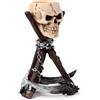 Puckator Portacandela - Teschio su Treppiede di Falce - Scultura in Resina Ornamentale - Statuetta Accessorio Gotico per Casa e Halloween