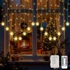 FemKey Tenda Luminosa Natale, 2x1M 104 LED Cascata Luci di Natale Fiocco di Neve 8 Modalità, a USB/Batteria IP44, Catena Luminosa di Finestra Esterno Interno, Natalizie Decorazioni per Balcone, Feste
