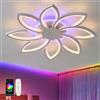 GWYAJTU RGB Plafoniera Soffitto 90cm Con Telecomando APP, Lampada Da Soffitto LED Dimmerabile Con Funzione Di Memoria, Lampadario Floreale Da Camera Da Letto 72W Per Ufficio, Soggiorno