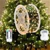 JINGTOPS Luci a LED Luminose per Albero di Natale, Lucine LED Esterno a Batteria, Catene Luminose Decorazioni Natalizie con 100/200/300/400 LED per Feste di Natale, Giardino, Cortile, Patio (bianco caldo, 10m)