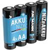 ANSMANN 4x Batterie ricaricabili stilo - nichel zinco AA 1600 mAh 1,6 V - ricarica rapida fino a 1000 cicli di ricarica per telecomando torcia