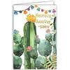 Afie Biglietto per auguri di compleanno, motivo: cactus, fiori, pompon, colore: nero e oro, per feste di auguri, brillante, chic e alla moda