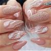 TMUT 24 unghie finte a mandorla media rosa, bianche, sfumate, glitterate, oro rosa, a pressione, rimovibili, per nail art, accessori per nail art da donna