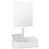 HOMCOM Specchio da Trucco con Luce Regolabile su 2 Livelli, Rotazione 180° e Organizer per Trucchi, Bianco | Aosom Italy