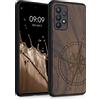kwmobile Custodia Compatibile con Samsung Galaxy A52 / A52 5G / A52s 5G Cover - Back Case in Legno con Bumper in Silicone TPU - Bussola vintage marrone scuro