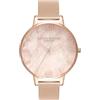 Olivia Burton Orologio Analogico al Quarzo da Donna Collezione CLASSICS (SEMI PRECIOUS) con Cinturino in Maglia Metallica in Acciaio Inossidabile Color Oro Rosa - OB16SP01