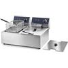 Lacor 69466 69466 - Friggitrice elettrica doppia professionale, 2500 W (x2), 12 L, acciaio inossidabile
