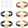 Craftdady 5 braccialetti in pelle ecologica in poliuretano, regolabili, con lunetta, 18 mm, cabochon in vetro, fai da te, per donne e uomini, kit di gioielli per Pasqua, colore oro