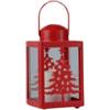 Dealo Lanterna Natalizia LED in Metallo Rossa Decorativa con Albero di Natale