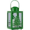Dealo Lanterna Natalizia LED in Metallo Verde Decorativa con Albero di Natale