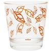 Excelsa Enjoy Set 6 Bicchieri in Vetro Decorazione Foglie Arancione