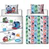 Character World THOMAS & FRIENDS All Aboard - Copripiumino per lettino per bambini, reversibile, double-face, con federa coordinata, in policotone