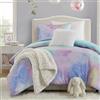 Intelligent Design Cassiopeia - Set copripiumino con stampa colorata ad acquerello tie dye, moderna alternativa alla piuma, biancheria da letto per tutte le stagioni, con federa coordinata e cuscino