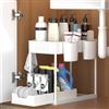 KOOSREEL Armadietto sotto lavello a 2 livelli, scorrevole organizer sotto lavello ripiano cassetto portaoggetti multifunzione per bagno, ripiano sotto armadio, ripiano per lavastoviglie - bianco