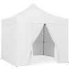 CILVANI Gazebo 3x3 completo bianco con pareti laterali e parete di chiusura richiudibile