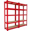 CILVANI Scaffalatura in metallo Set di 2 scaffali componibili 40x90x180cm colore rosso