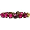 Samsara Bracciale Tibetano Shamballa con Agata Fucsia, Cordino in Cotone Cerato Regolabile 18,5-22,5 cm, Charm in Bronzo, Accessorio Unisex Ispirato alla Tradizione Buddista