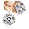 MomentWish Moissanite Orecchini Oro Rosa, 2 Carati/6.5mm Orecchino Punto Luce Brillante Uomo Argento Diamante Donna Anallergici Regalo-3 Prong