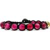 Samsara Bracciale Tibetano Shamballa in Agata Fucsia Regolabile 18,5-22,5 cm Perline Naturali 8 mm Filo Cotone Cerato Nero Chiusura Ottone Gioiello Artigianale Unisex