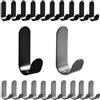 Kaizuca Confezione da 20 Ganci Autoadesivi, Ganci da Parete Senza Foratura per Bagno e Cucina, Ganci Adesivi per Asciugamani, Cappotti, Guardaroba, Bagno, Cucina (Nero e Argento)