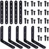 Swpeet - Set di 80 supporti angolari in ferro nero, staffe angolari a L in metallo e staffe piatte dritte per mensole con viti per fissaggio connettore (100 x 100 x 3 mm, 160 x 20 x 3 mm)