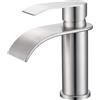 CECIPA Rubinetto Bagno Lavabo Spazzolato a Cascata, Miscelatore Lavabo con Becco Altezza 8,6cm, Rubinetto Lavandino Bagno in Acciaio Inox 304