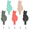 UFURMATE Ganci adesivi, 5 ganci autoadesivi per accappatoi da bagno, a forma di gatto, appendiabiti, da parete, per cucina, camera da letto, bagno (5 colori)
