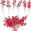 Crafare Confezione da 30 steli di bacche rosse artificiali, bacche di agrifoglio, per decorazioni per albero di Natale, artigianato, matrimoni, festività, inverno, decorazione per la casa