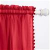 Elegant Comfort Tende semi-trasparenti con nappe con pompon - Set di 2 pannelli - con tasca per asta da 5 cm - Tende per soggiorno, camera da letto, 60 x 84 cm, colore: rosso