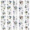 WANDIC 10 fogli adesivi trasferibili vintage blu floreali adesivi impermeabili per mobili, finestre, decorazioni artigianali per casa e ufficio, 30 x 9,9 cm