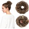 MY-LADY Chignon Finto per Capelli Veri- Cerchio Elastico Dritto Nero Naturale/Marrone Chiaro - Facile Updo Naturale per Donne Ragazze 23g Riccio