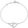 SILVEGO Bracciale da Donna in Argento 925 con Ciondolo Due Cuori