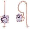 DTPsilver Orecchini Donna Argento 925 Pendenti Placcati Oro Rosa 18K con Brillantini Cristallo Viola - Orecchini Oro Rosa Pendenti Classici Eleganti e Ipoallergenici per Pelli Sensibili