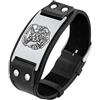 Bandmax Bracciale Uomo Pelle Personalizzato, Vintage Bracciale Uomo Acciaio di Martello del Tuono/Pompiere/San Michele/Photo/Lupo/Bussola/San Cristoforo, Nero Braccialetto Uomo Ragazzo
