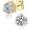 MomentWish Moissanite Orecchini Oro, 0,6 Carati/4mm Orecchino Punto Luce Brillante Uomo Argento Diamante Donna Anallergici Regalo-3 Prong