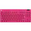Logitech G PRO X TKL LIGHTSPEED tastiera gaming wireless, design ultraportatile senza tastierino numerico, LIGHTSYNC RGB, tasti PBT, switch tattili (GX Brown), US International QWERTY, PC - Magenta