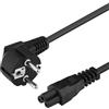 PremiumCord Topolino 230 V 2 m, Cavo di Alimentazione con Contatto di Messa a Terra Angolato su Presa C5, IEC 320, Cavo di Alimentazione PC a 3 Pin, Colore Nero