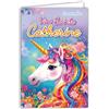 Afie 68-1357 - Carta viva di Santa Caterina 25 novembre Augura una buona festa a una giovane ragazza unicorno cavallo fantastico pony criniera arcobaleno fiorito - Con busta bianca 12 x 17 cm