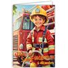 Afie 68-1361 - Carta viva San Nicola 6 dicembre Augura una buona festa a un ragazzino scolaro che ama i vigili del fuoco soldato del fuoco, camion rosso, con busta bianca, formato 12 x 17 cm